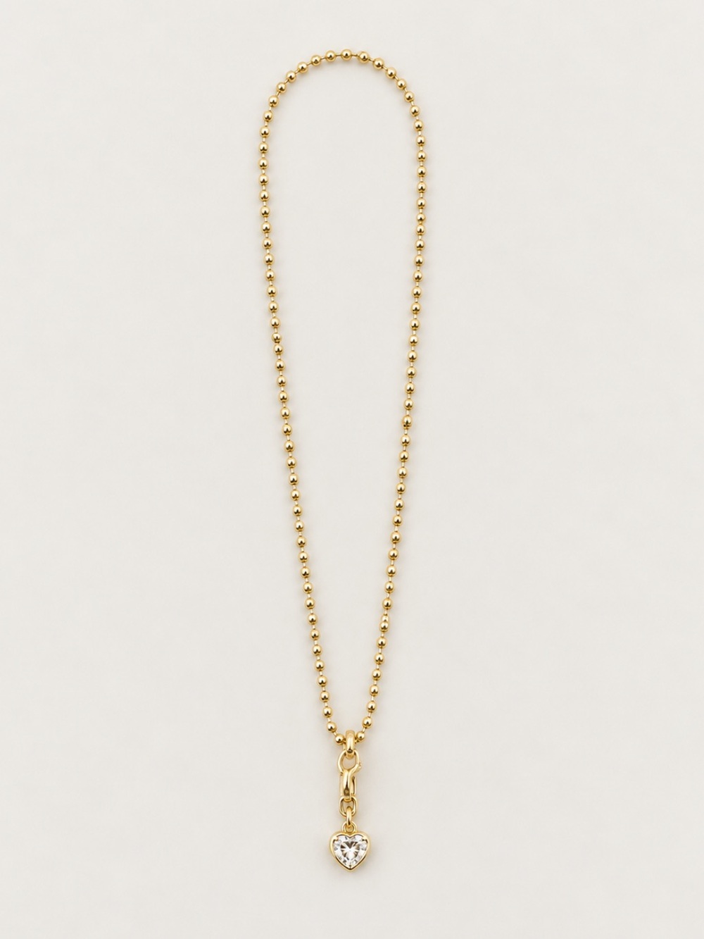 New! 18K Gold Plated Heart Pendant Ball Chain Necklace NWOT 1070